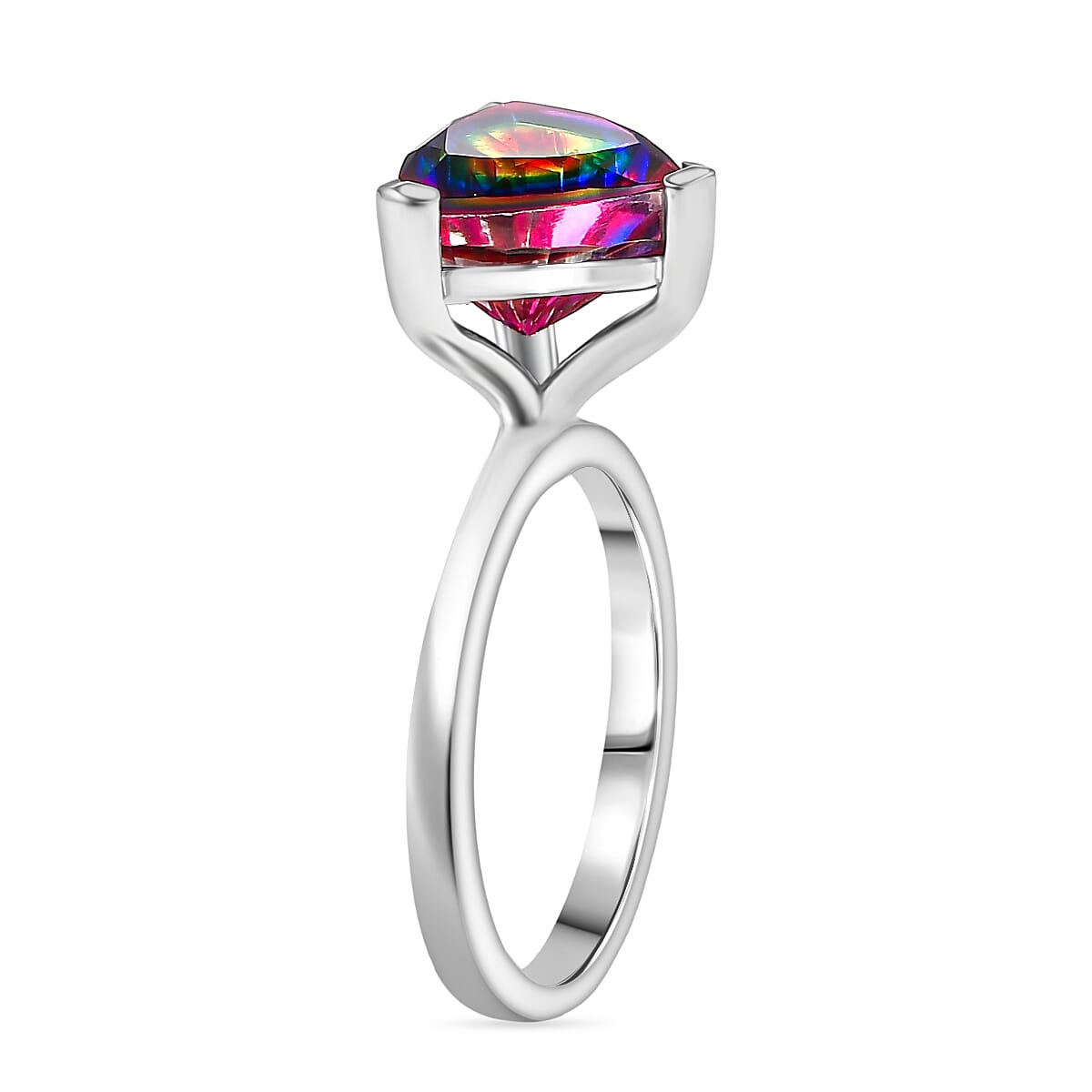 D'Joy Nebula Quartz Doublet Solitaire Ring in Platinum Overlay Sterling Silver 2.96 Ct.