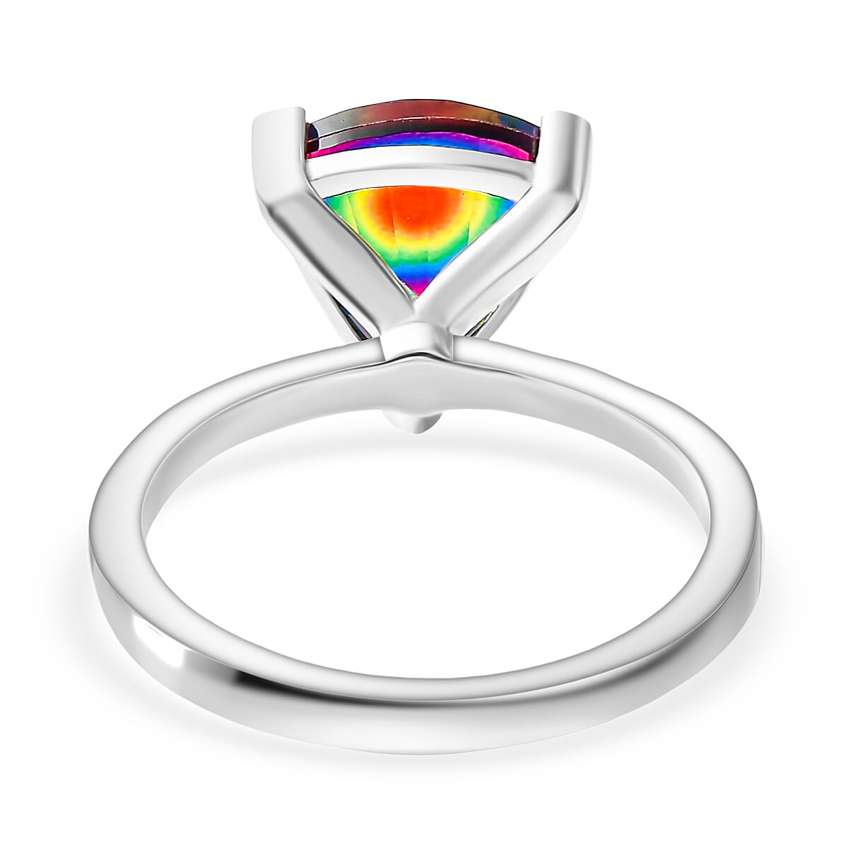 D'Joy Nebula Quartz Doublet Solitaire Ring in Platinum Overlay Sterling Silver 2.96 Ct.