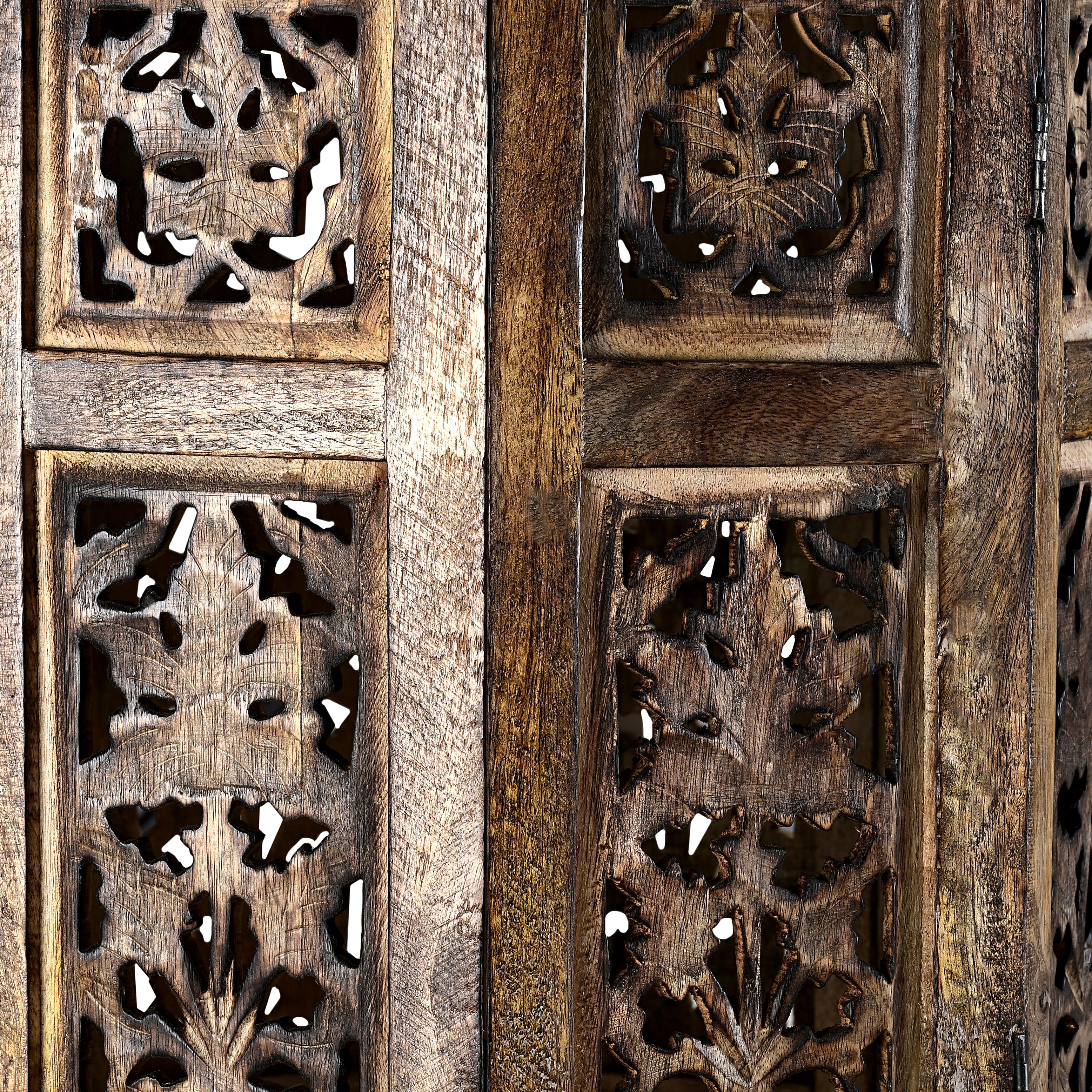 Bliss - Beyond Hand Carved Oxidized Pattern Table (45cm) - Silver - Brown