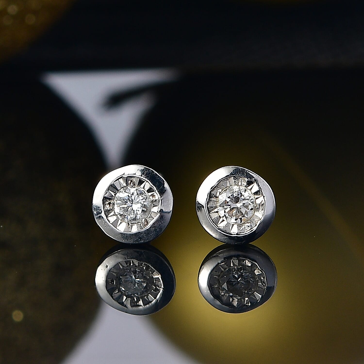 Luxuriant Lab Grown Diamond Solitaire Stud Push Post Earring in Rhodium Overlay Sterling Silver