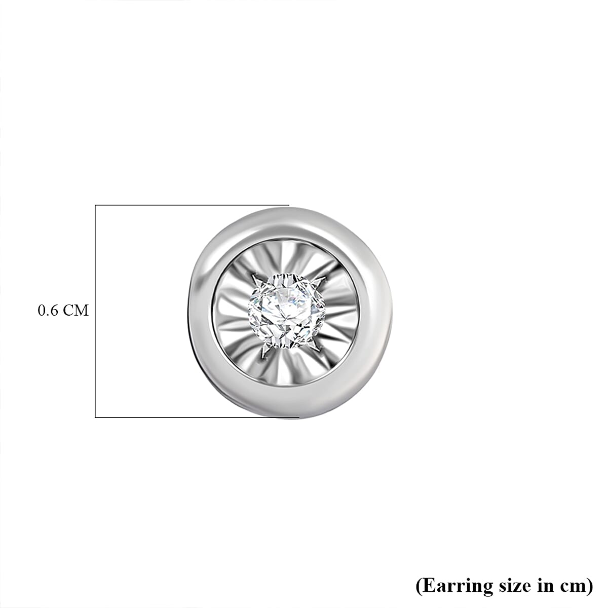 Luxuriant Lab Grown Diamond Solitaire Stud Push Post Earring in Rhodium Overlay Sterling Silver