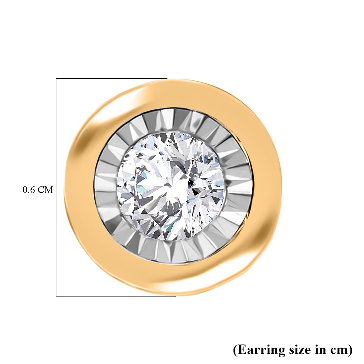 Luxuriant Lab Grown Diamond Solitaire Stud Push Post Earring in 18K Vermeil Yellow Gold Plated Sterling Silver