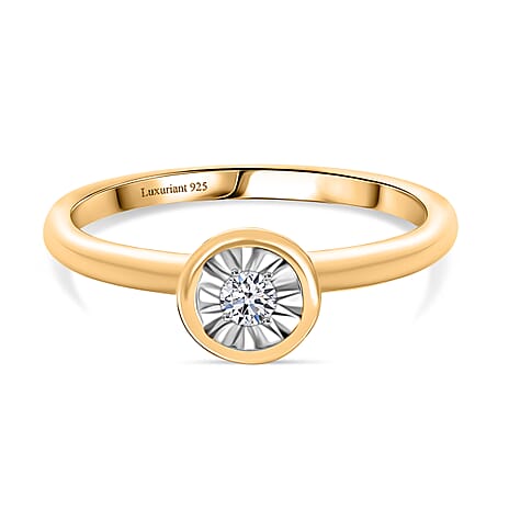 Luxuriant Lab Grown Diamond Solitaire Diamond Ring in 18K YG VermeilSterling Silver  0.074  Ct.