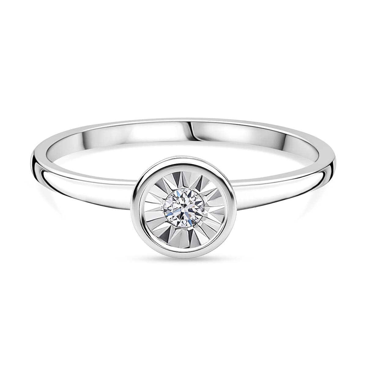 Luxuriant Lab Grown Diamond (SI-G-H) Solitaire Diamond Ring in Rhodium Overlay Sterling Silver