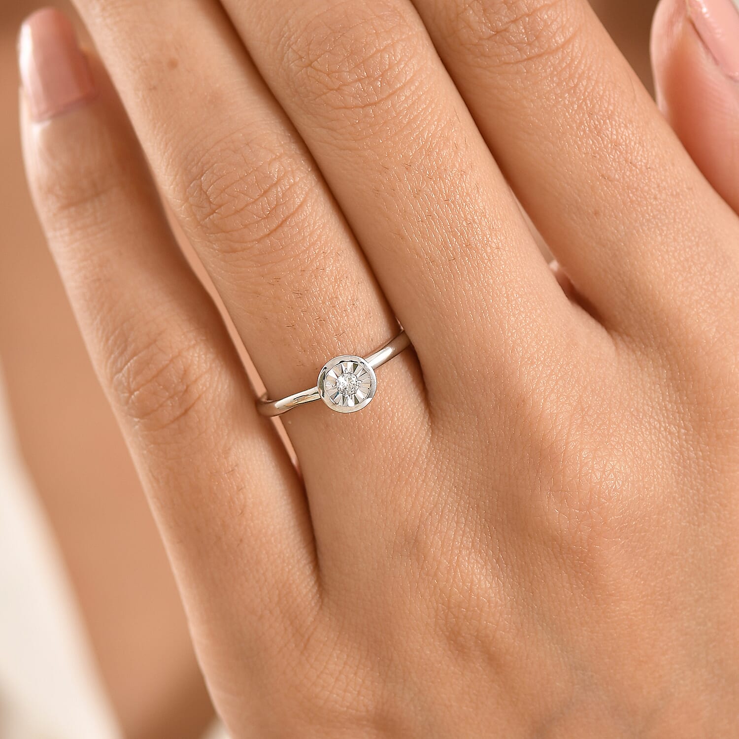 Luxuriant Lab Grown Diamond (SI-G-H) Solitaire Diamond Ring in Rhodium Overlay Sterling Silver