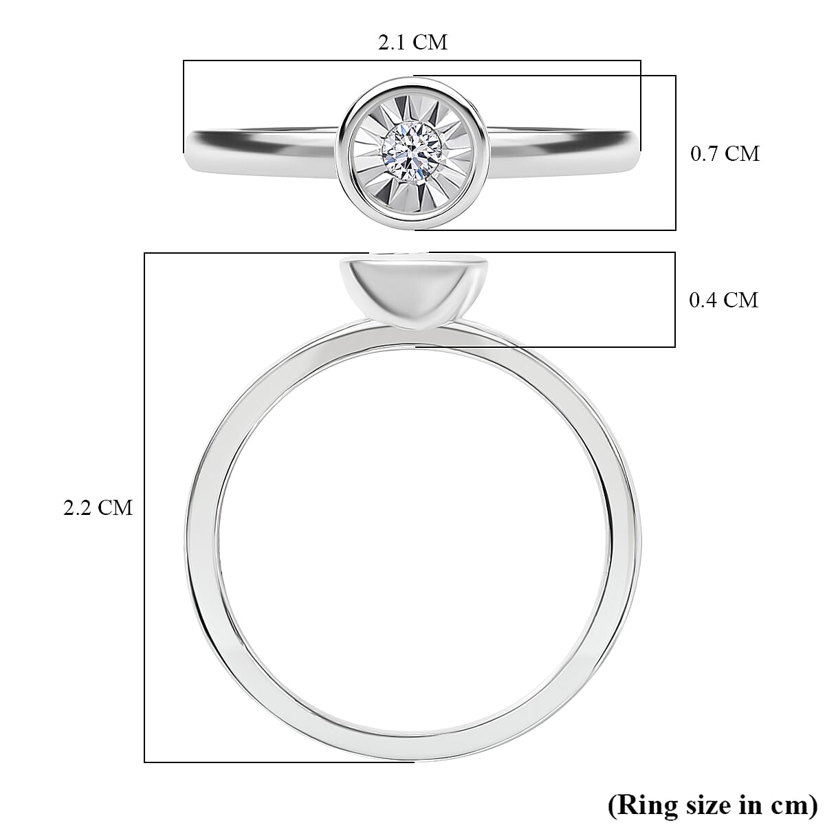 Luxuriant Lab Grown Diamond (SI-G-H) Solitaire Diamond Ring in Rhodium Overlay Sterling Silver