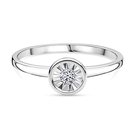 Luxuriant Lab Grown Diamond (SI-G-H) Solitaire Diamond Ring in Rhodium Overlay Sterling Silver