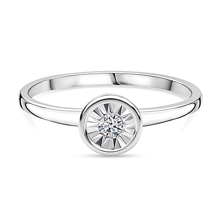 LUXURIANT Lab Grown Diamond Solitaire Diamond Ring in Rhodium Overlay Sterling Silver (SI-G-H)