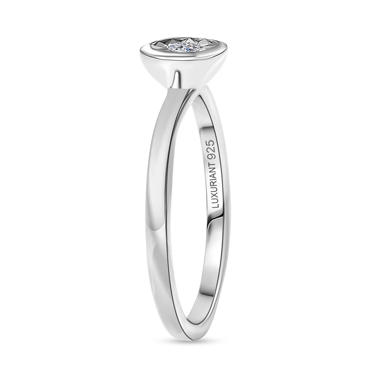 Luxuriant Lab Grown Diamond (SI-G-H) Solitaire Diamond Ring in Rhodium Overlay Sterling Silver
