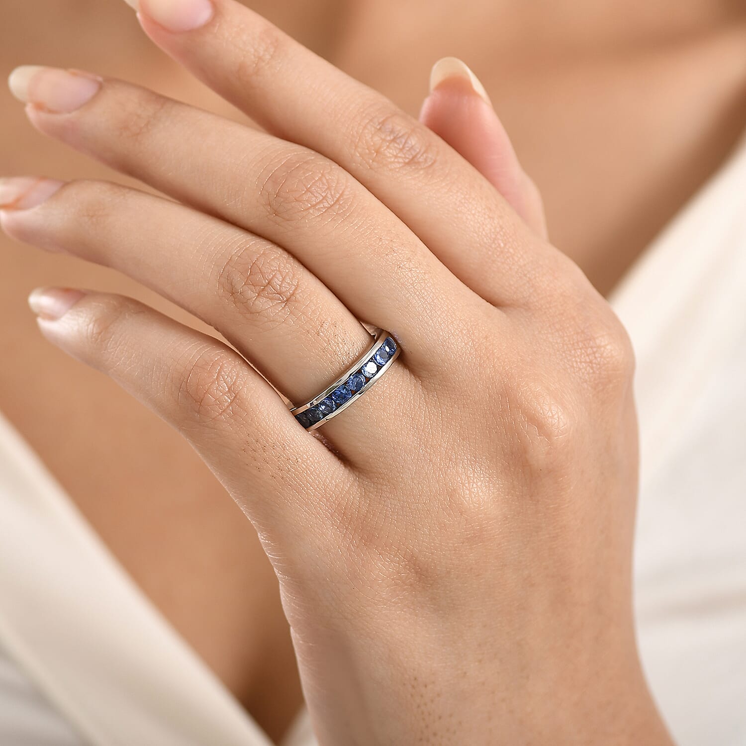 Live From Sri Lanka Deal- Rhapsody 950 Platinum AAAA Ceylon Sapphire Ring 1.40 Ct, Platinum Wt. 6.00 Gms.