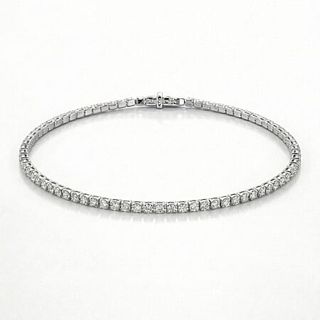 D'Joy Moissanite Line Bracelet (Size 6.5) in Rhodium Overlay Sterling Silver 2.68 Ct