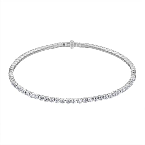 D'Joy Moissanite Fancy Bracelet (Size - 7) in Rhodium OverlaySterling Silver  2.880  Ct.