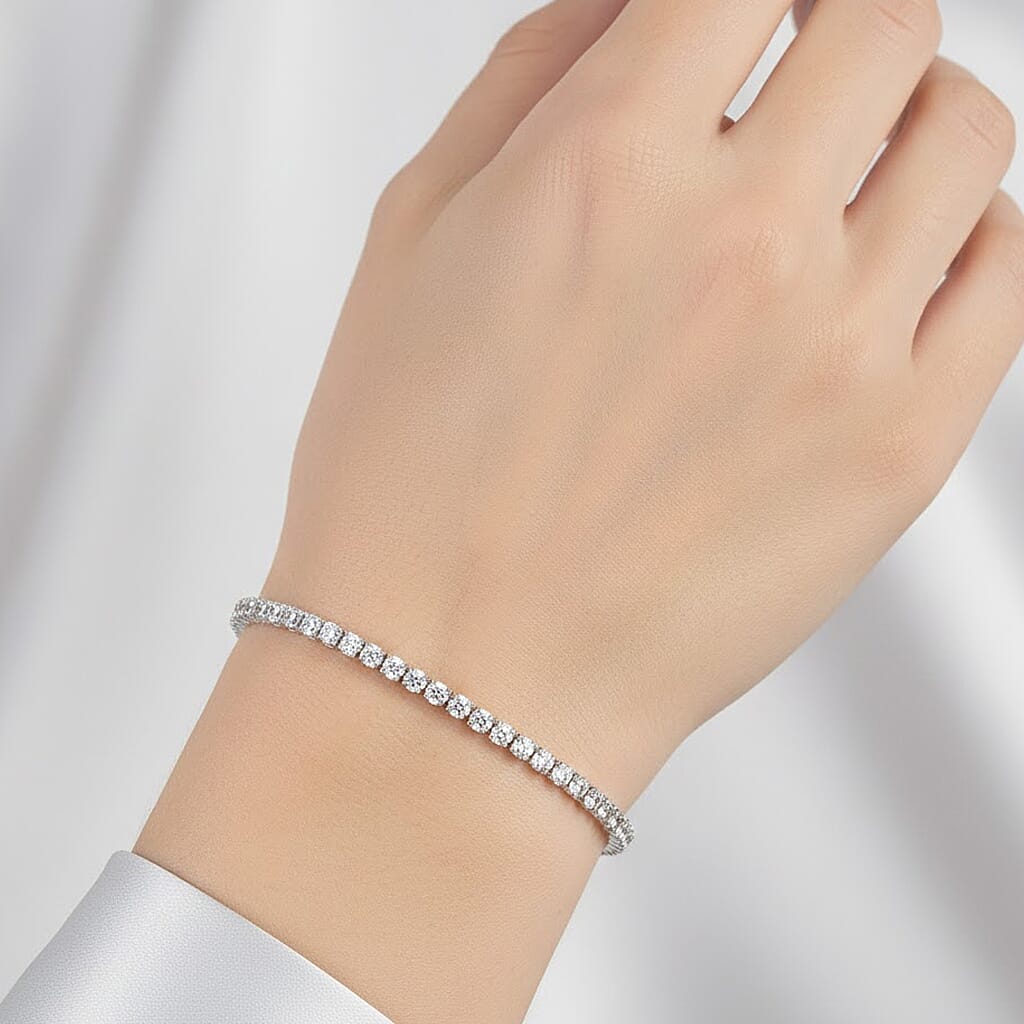 D'Joy Moissanite Bracelet (Size 6.5) in Rhodium Overlay Sterling Silver 2.68 Ct.