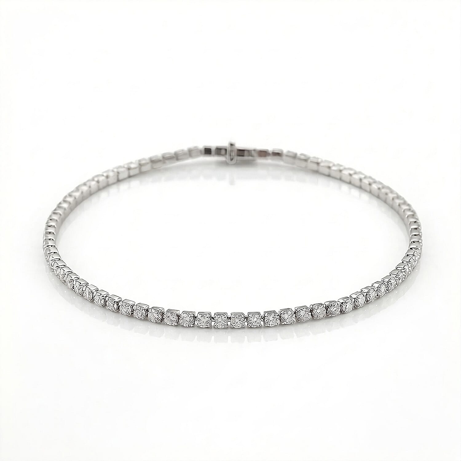 BIGGEST MOISSANITE DEAL -D'Joy Moissanite Bracelet  (Size 7.5) in Rhodium Overlay Sterling Silver 3.12 Ct.