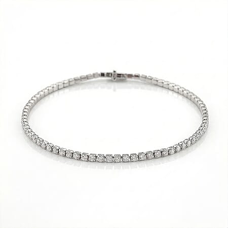 D'Joy Moissanite Line Bracelet (Size 8) in Rhodium Overlay Sterling Silver 3.28 Ct.