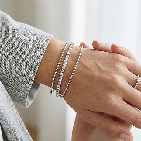 BIGGEST MOISSANITE DEAL OF 2025 - D'Joy Moissanite Bracelet  (Size 6.5) in Rhodium Overlay Sterling Silver 2.68 Ct