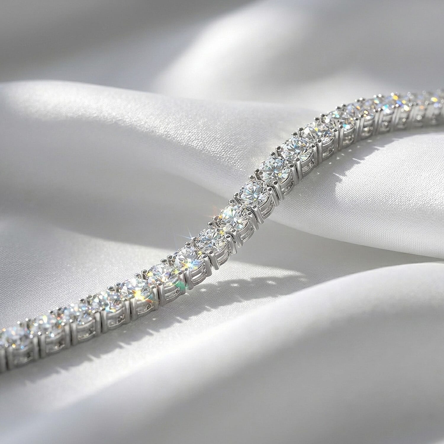 BIGGEST MOISSANITE DEAL -D'Joy Moissanite Bracelet  (Size 7.5) in Rhodium Overlay Sterling Silver 3.12 Ct.
