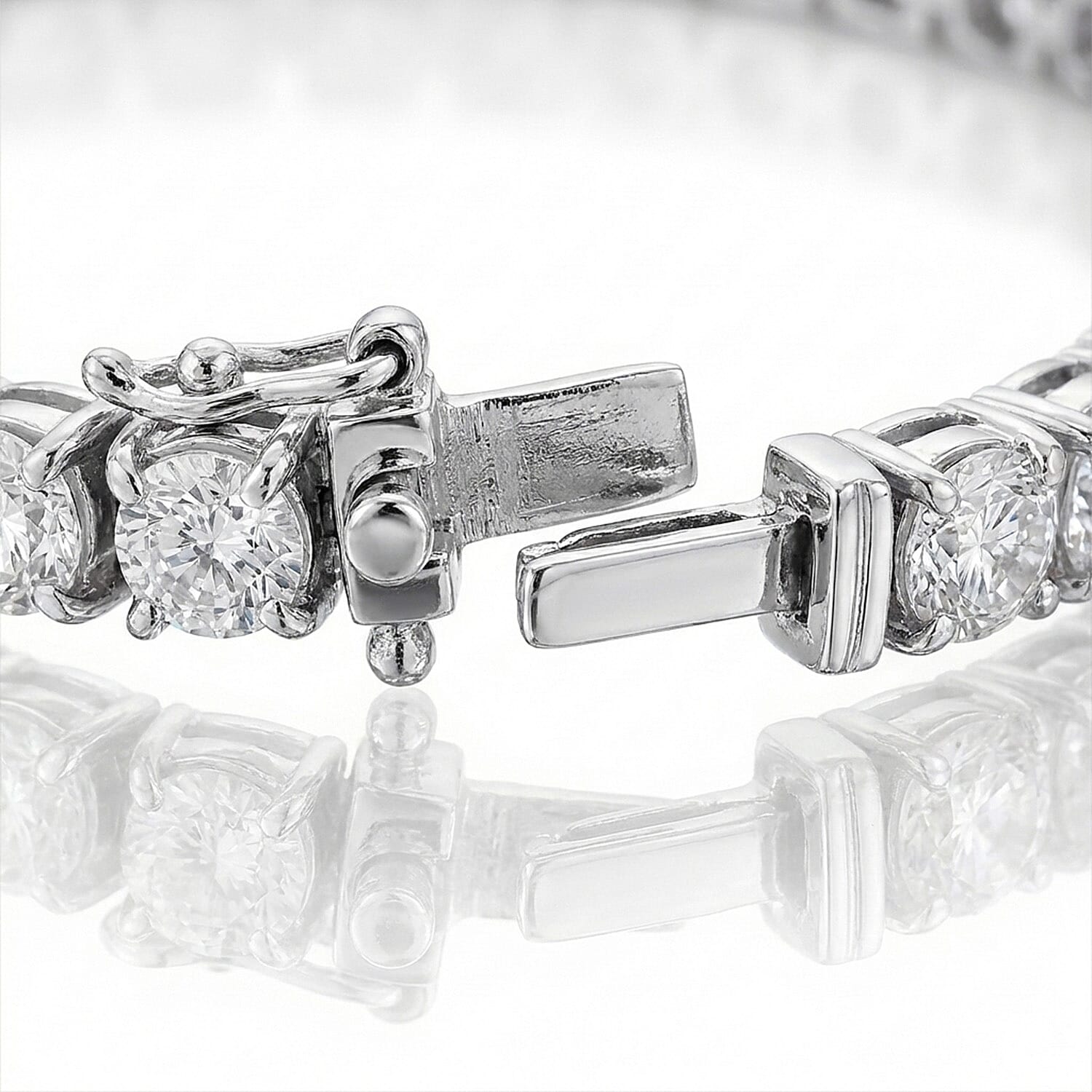 BIGGEST MOISSANITE DEAL -D'Joy Moissanite Bracelet  (Size 7.5) in Rhodium Overlay Sterling Silver 3.12 Ct.