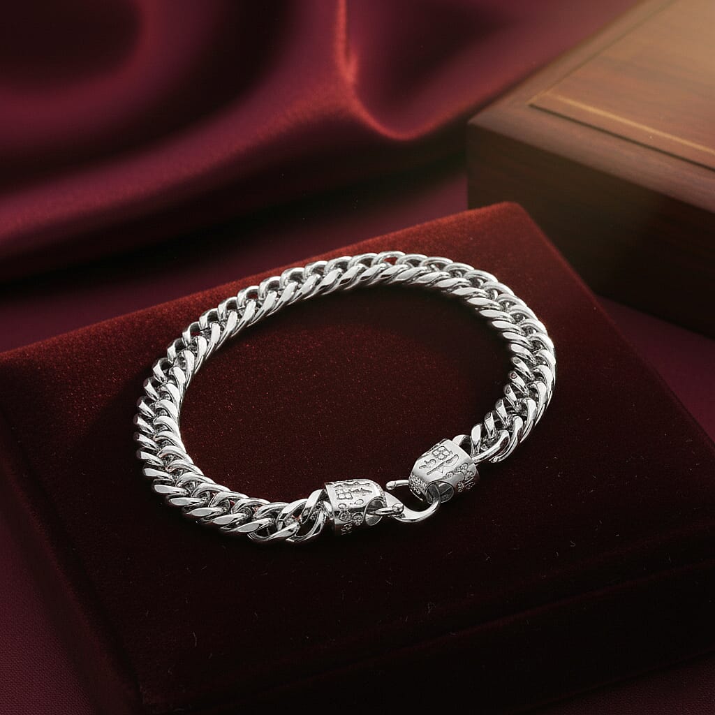 Fancy Bracelet (Size - 8.5) Pure White Brass