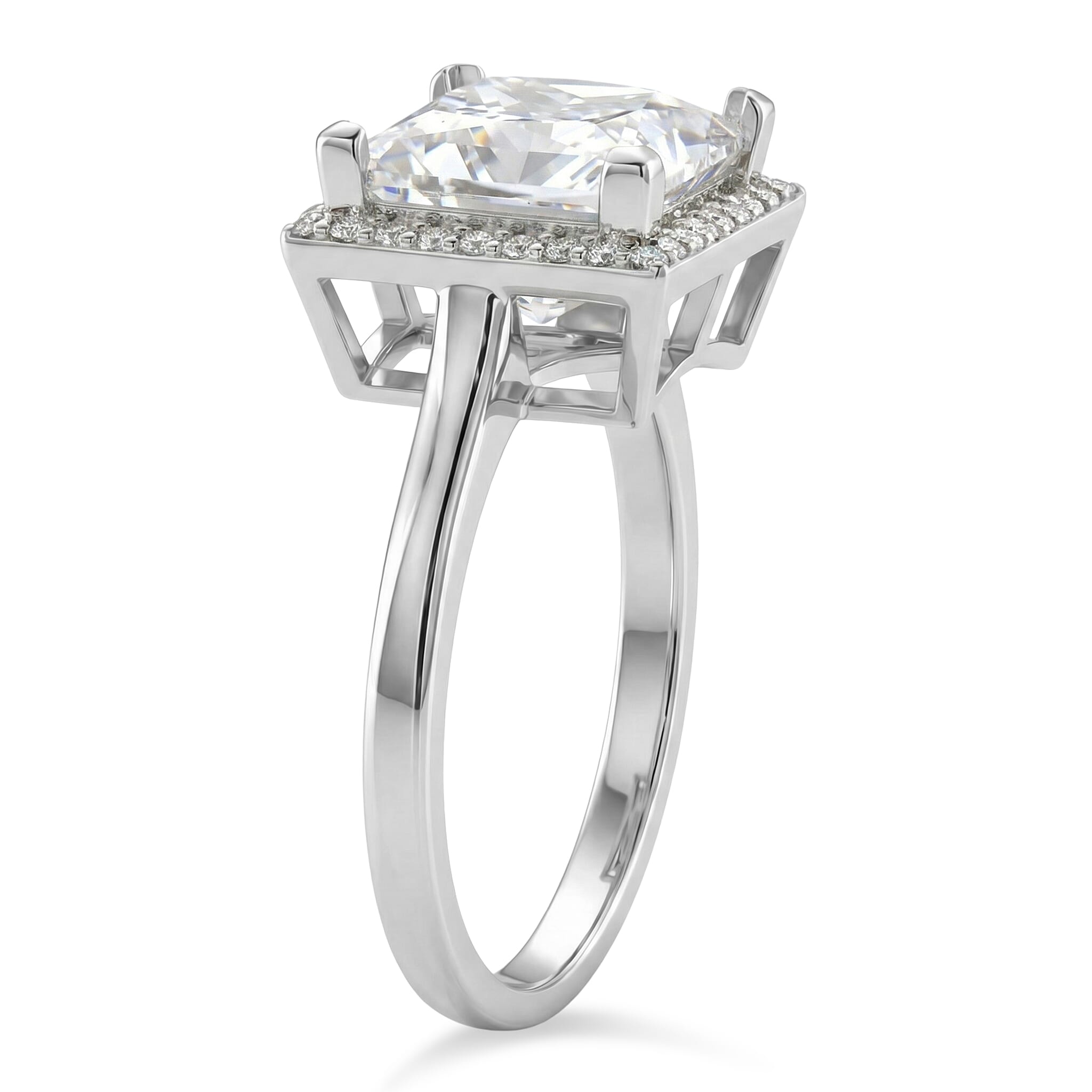 D'Joy Moissanite Ring in Rhodium Overlay Sterling Silver 4.19 Ct.