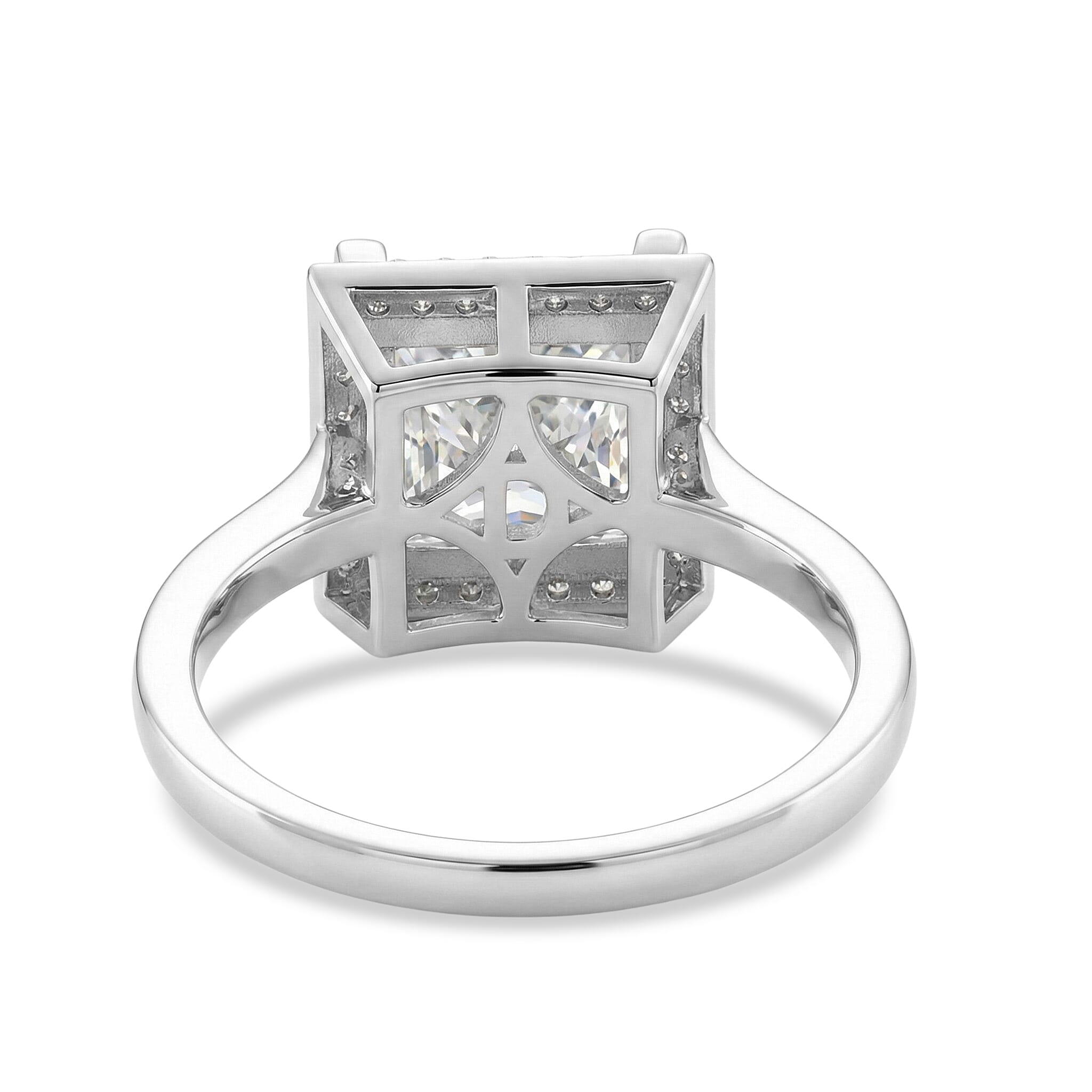 D'Joy Moissanite Ring in Rhodium Overlay Sterling Silver 4.19 Ct.