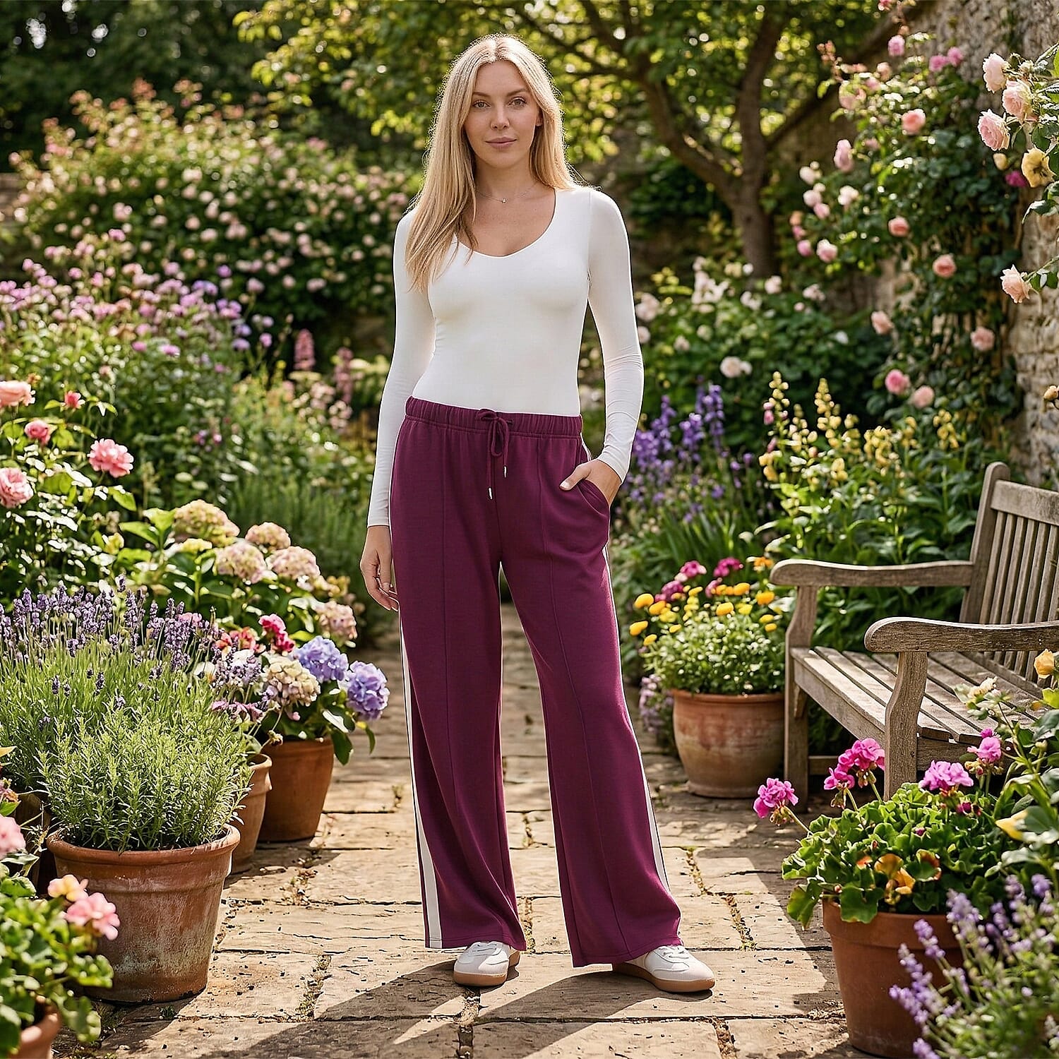 Maisi-Patterned-Jean-and-Pant-Trouser-Size-Large-Plum