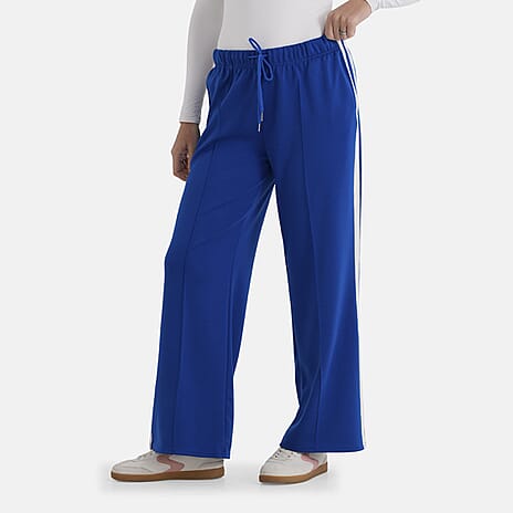 - Maisi Side Stripe Wide-Leg Trousers (Size L) - Cobalt