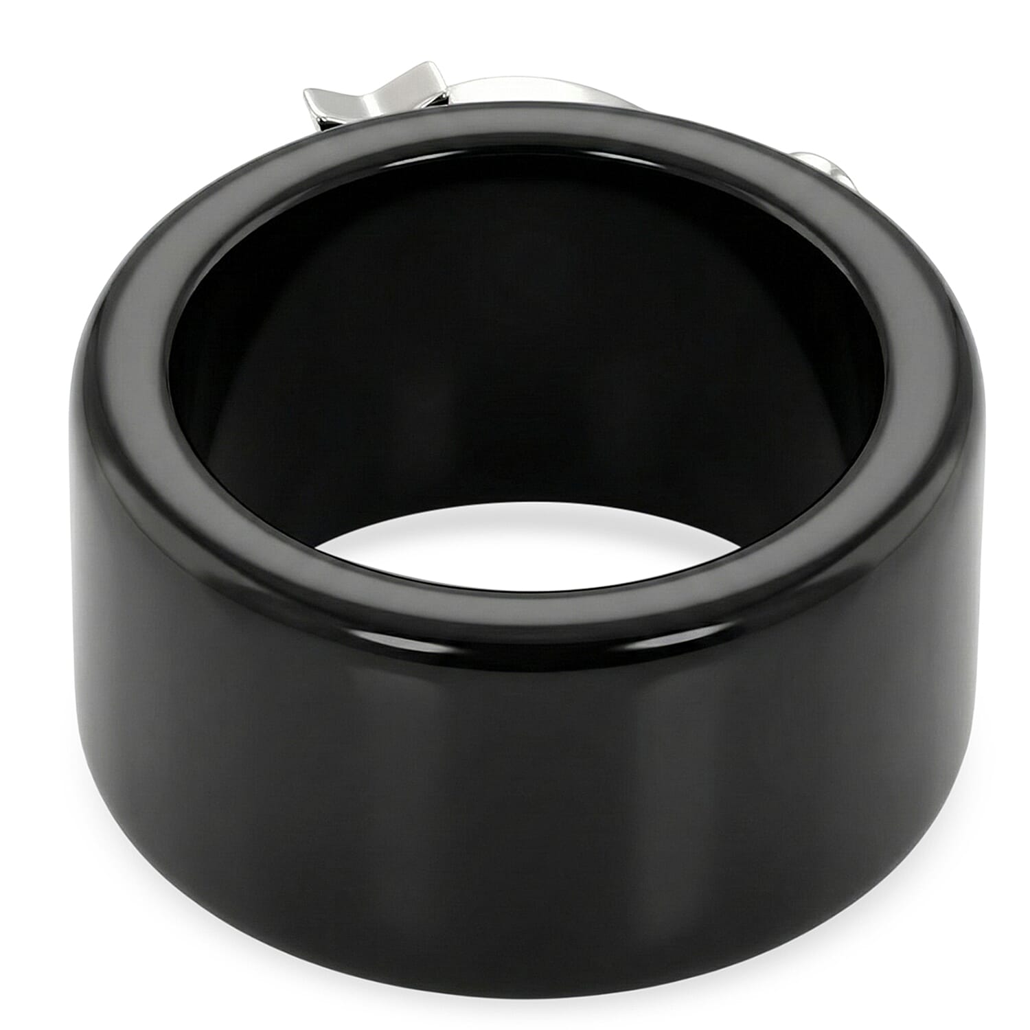 D'Joy Moissanite & Boots Black Jade Band Celestial Ring in Rhodium Overlay Sterling Silver 25.33 Ct.