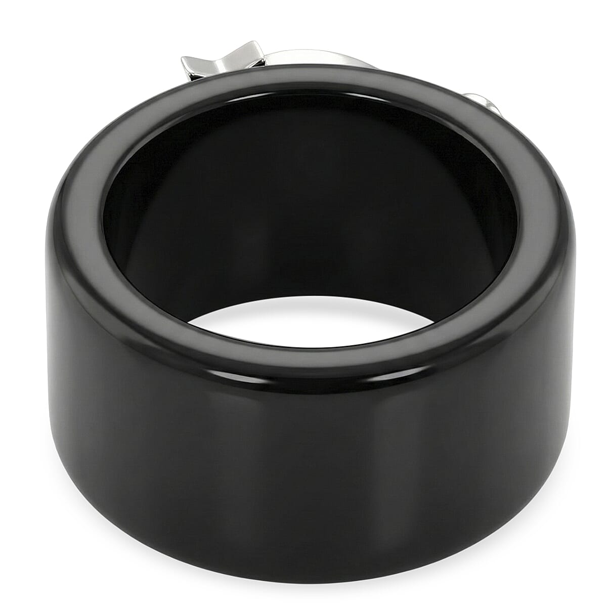 D'Joy, Dyed Black Jade , Moissanite Fancy Ring in Rhodium Overlay Sterling Silver 25.33 ct  25.330  Ct.