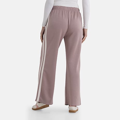 - Maisi Side Stripe Wide-Leg Trousers (Size L) - Soft Pink