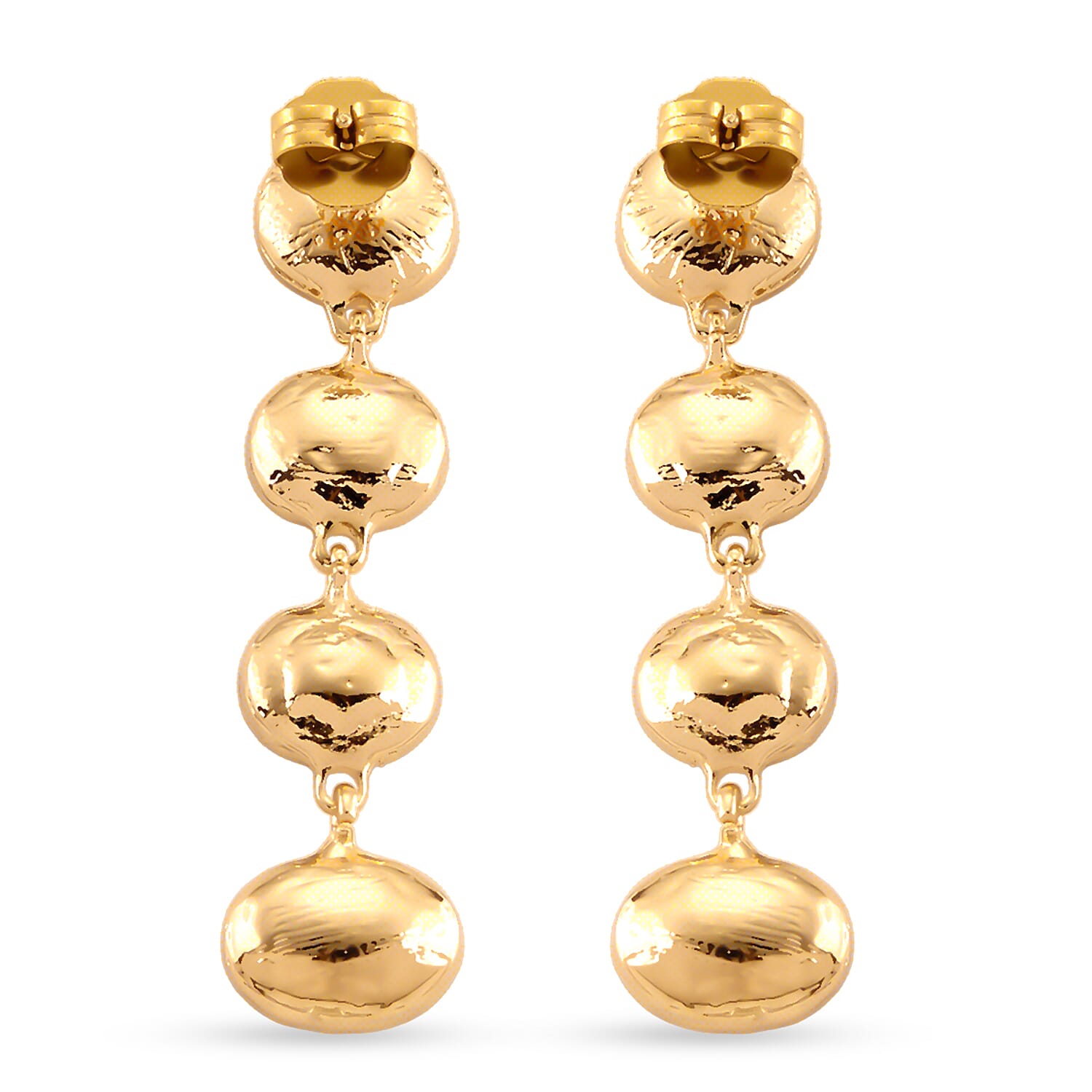 Green Magic Color Crystal Dangling Earring with Push Back in Yellow Gold Tone