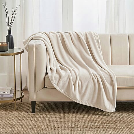 BIG CLOSEOUT OFFER - Ultra Luxurious Soft Velvet Touch Throw (Size 150 x 200 Cm) - Cream