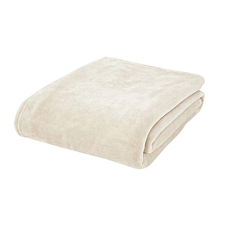 BIG CLOSEOUT OFFER - Ultra Luxurious Soft Velvet Touch Throw (Size 150 x 200 Cm) - Cream