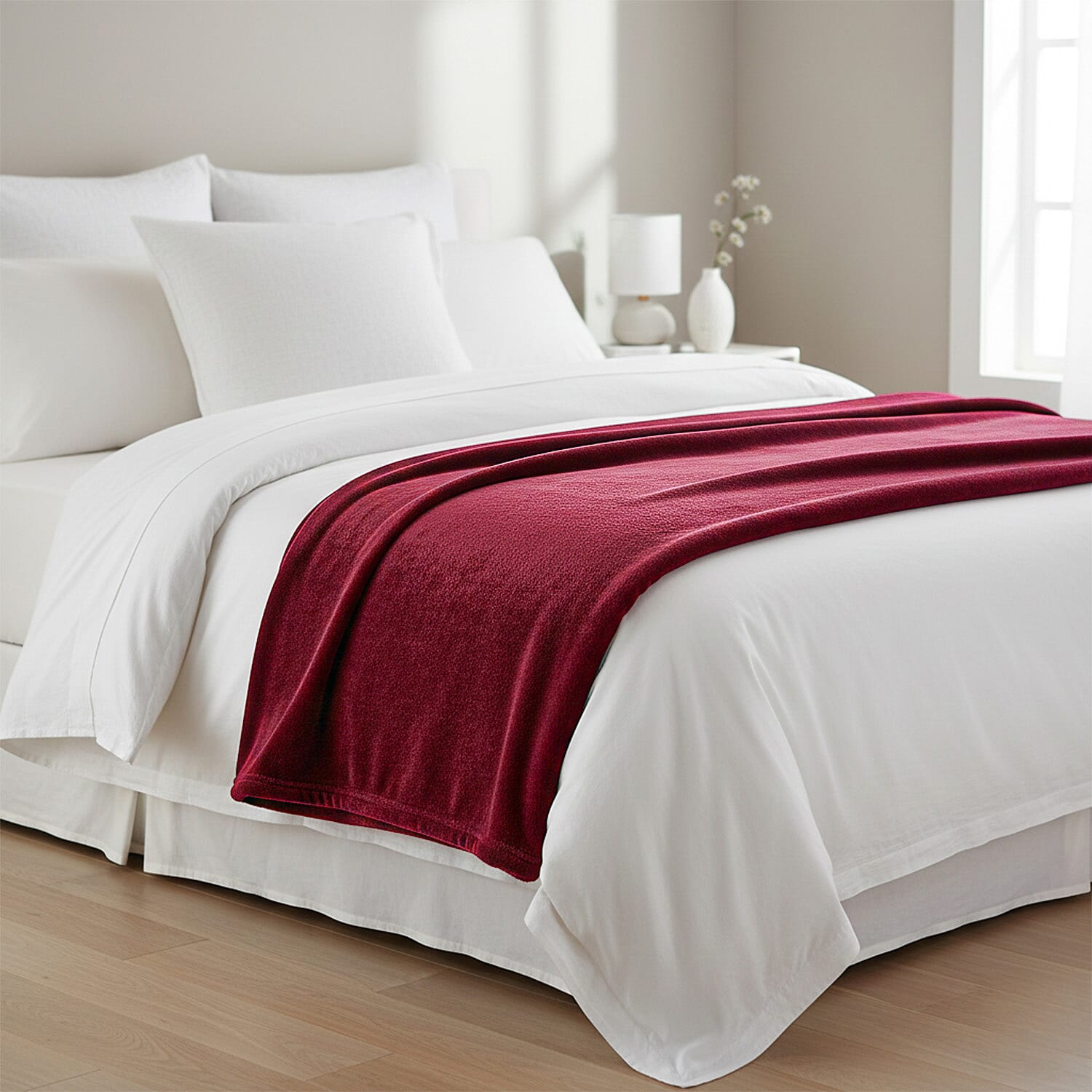 BIG CLOSEOUT OFFER - Ultra Luxurious Soft Velvet Touch Throw (Size 150 x 230 Cm)  - Maroon