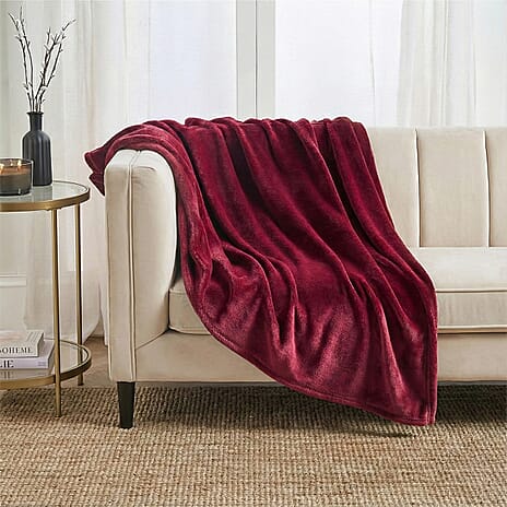 BIG CLOSEOUT OFFER - Ultra Luxurious Soft Velvet Touch Throw (Size 150 x 200 Cm) - Maroon