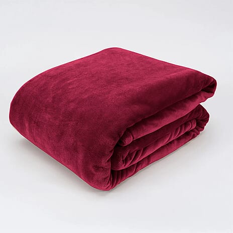 BIG CLOSEOUT OFFER - Ultra Luxurious Soft Velvet Touch Throw (Size 150 x 200 Cm) - Maroon