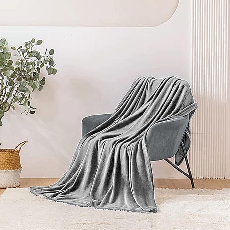 BIG CLOSEOUT OFFER - Ultra Luxurious Soft Velvet Touch Throw (Size 150 x 200 Cm) - Dark Grey
