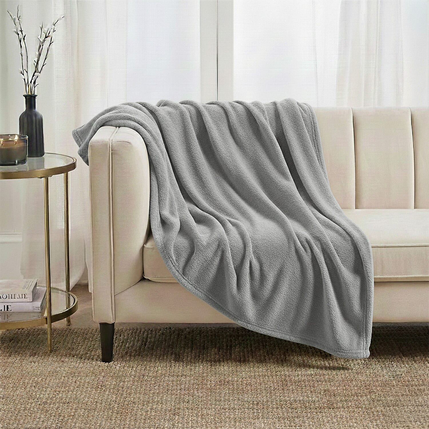 BIG CLOSEOUT OFFER - Ultra Luxurious Soft Velvet Touch Throw (Size 150 x 200 Cm) - Light Grey
