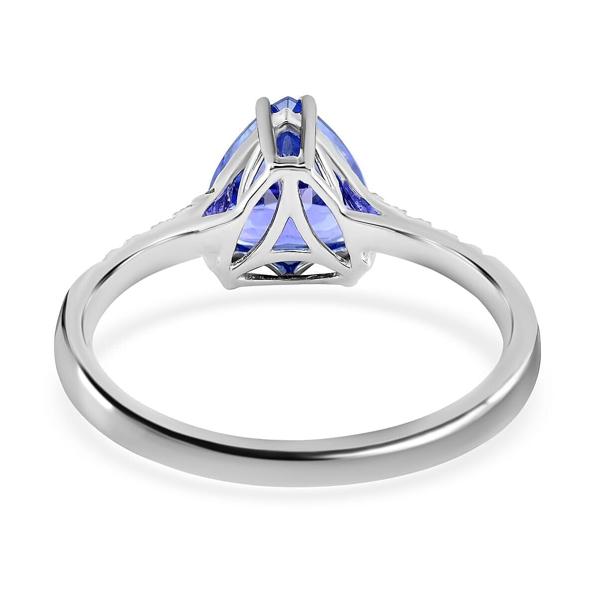 Iliana 18K White Gold AGI Certified AAA Tanzanite & White Diamond (SI-GH) Ring 2.05 Ct.