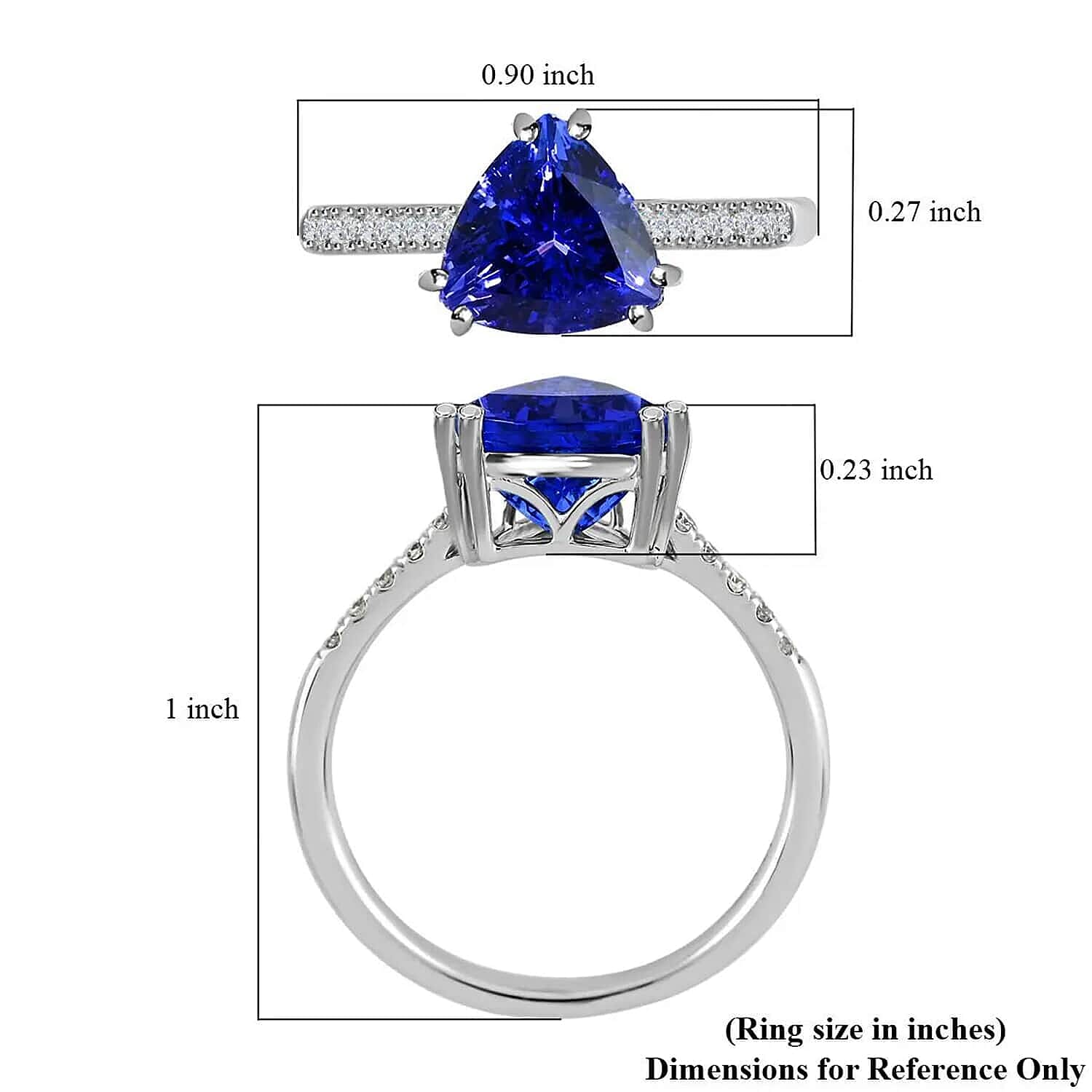 Iliana 18K White Gold AGI Certified AAA Tanzanite & White Diamond (SI-GH) Ring 2.05 Ct.