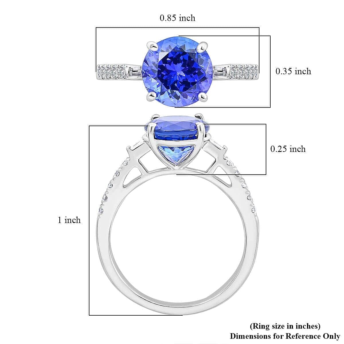 950 Platinum AAAA Tanzanite White Diamond VS Ring, Platinum Wt.4.72 Gms  2.750  Ct.