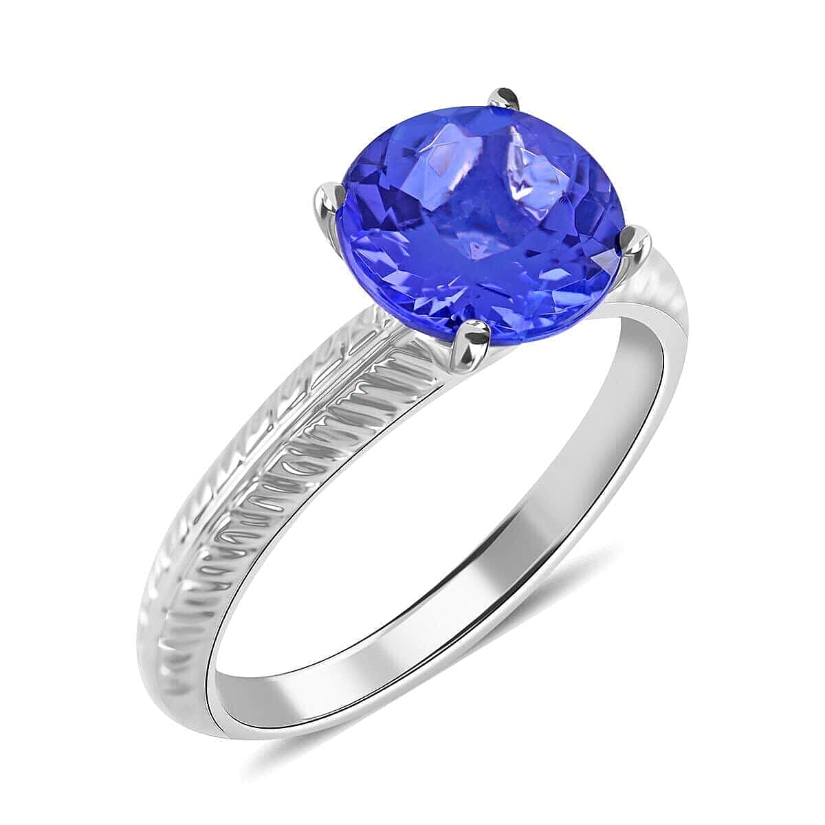Certified & Appraised RHAPSODY 950 Platinum AAAA Tanzanite Solitaire Ring 1.50 Ct.