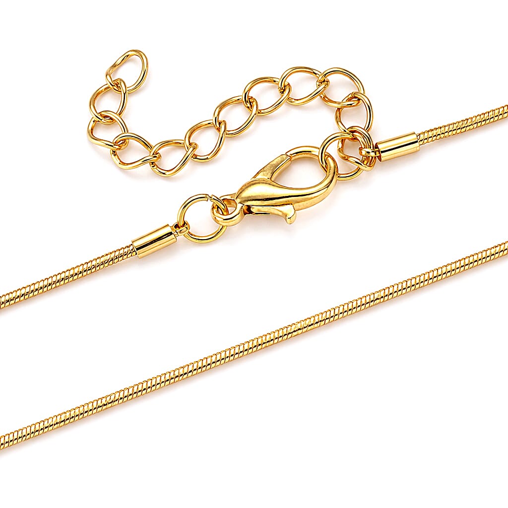 Blue & White Crystal Necklace (Size - 28-2 Ext) in Yellow Gold Tone