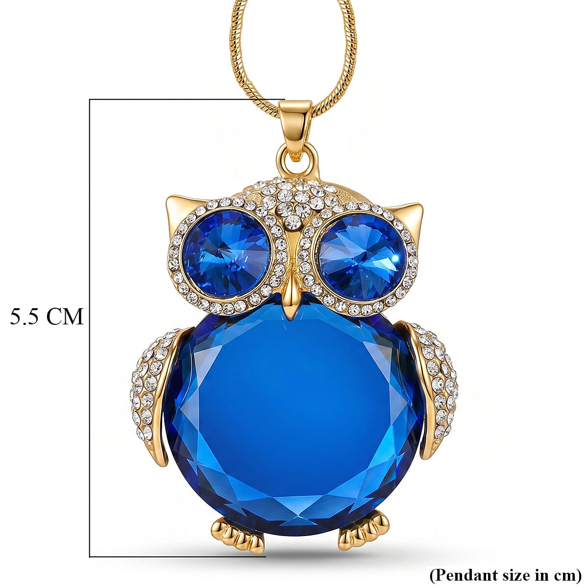Blue & White Crystal Necklace (Size - 28-2 Ext) in Yellow Gold Tone