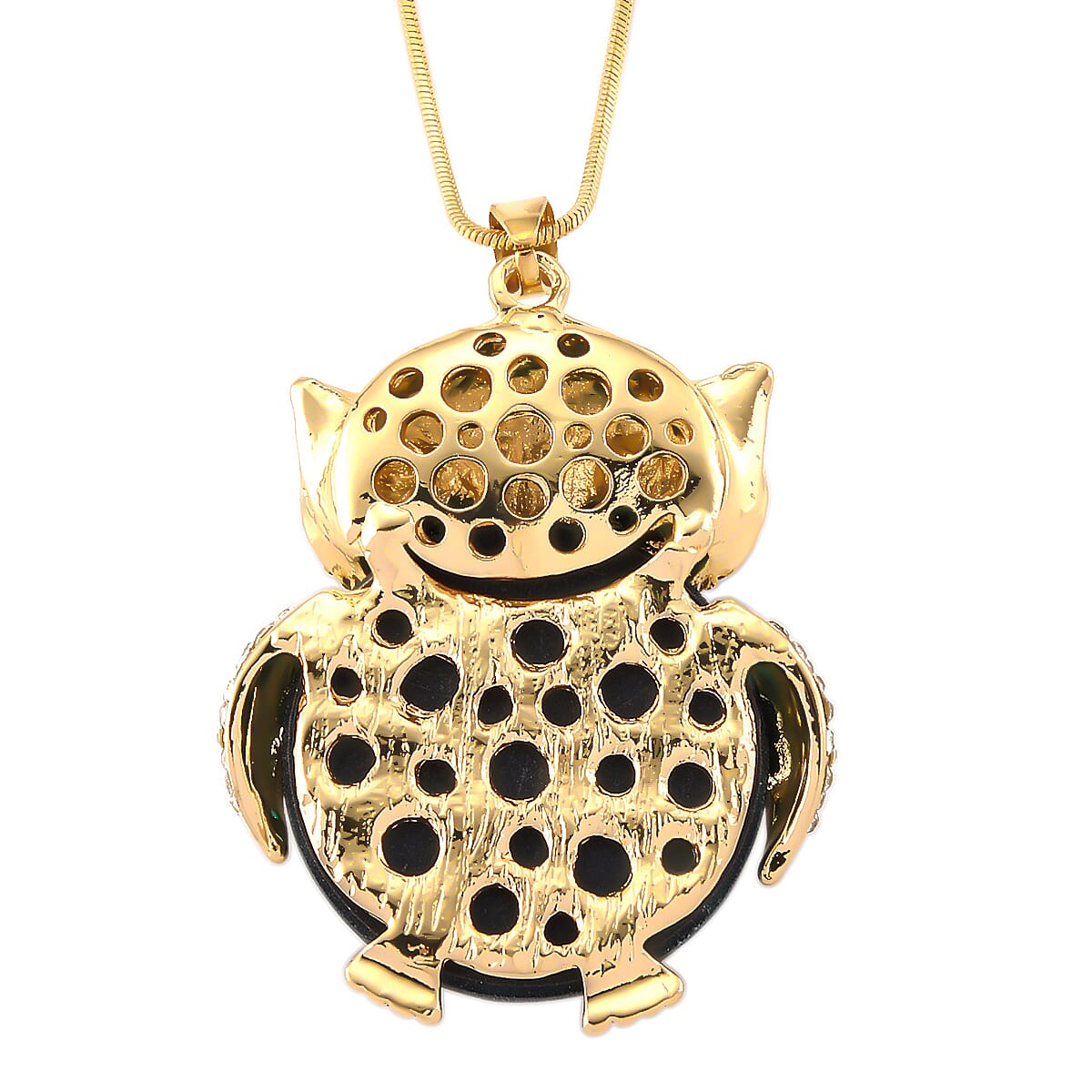 Green Crystal Necklace (Size - 28-2 Ext) in Yellow Gold Tone