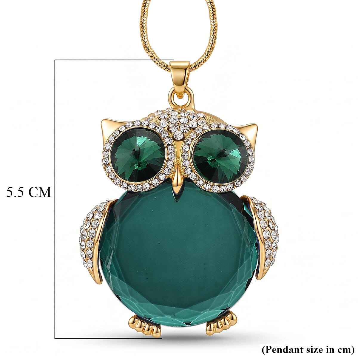 Green Crystal Necklace (Size - 28-2 Ext) in Yellow Gold Tone