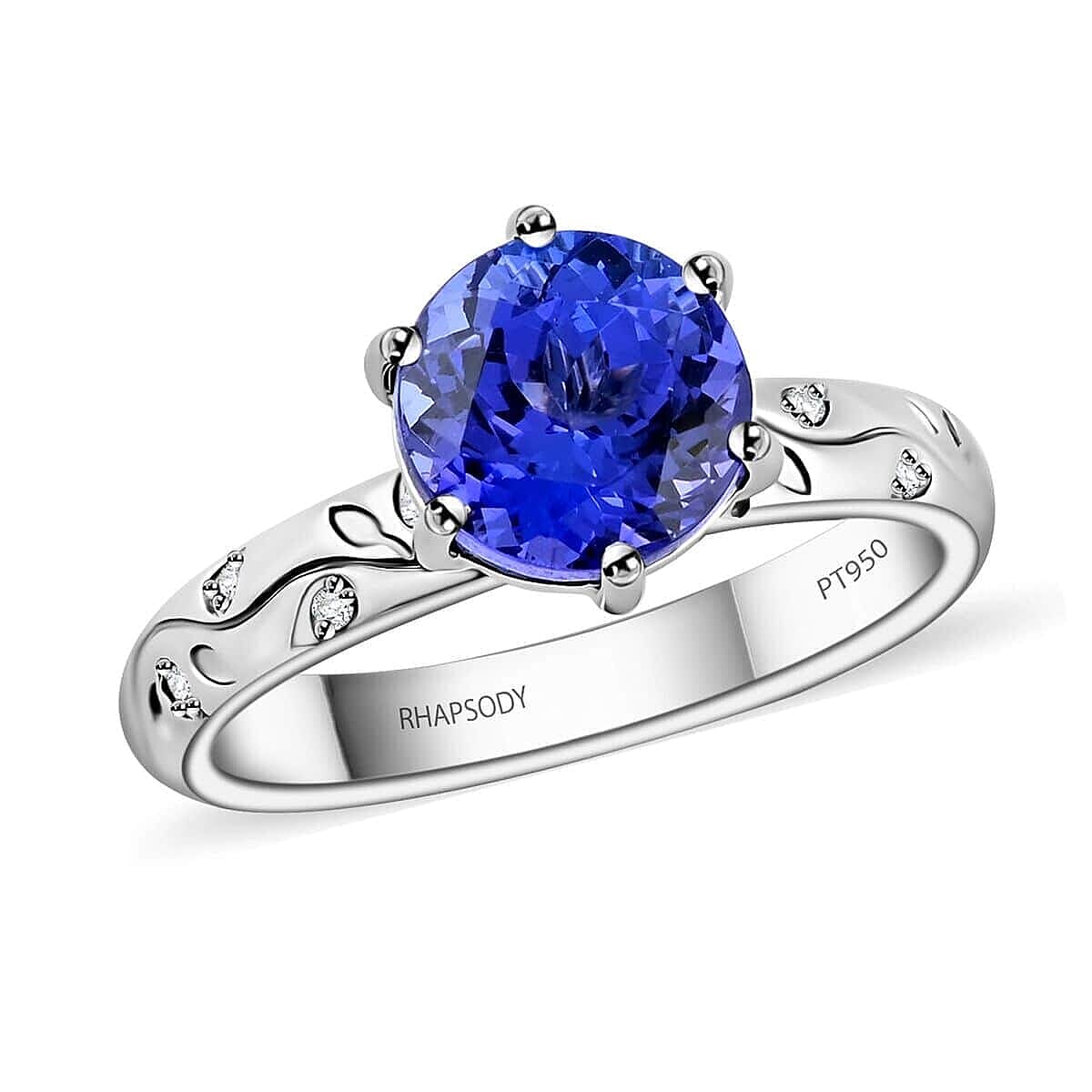 Certified & Appraised RHAPSODY 950 Platinum AAAA Tanzanite, White Diamond VS Ring 2.50 Ct.