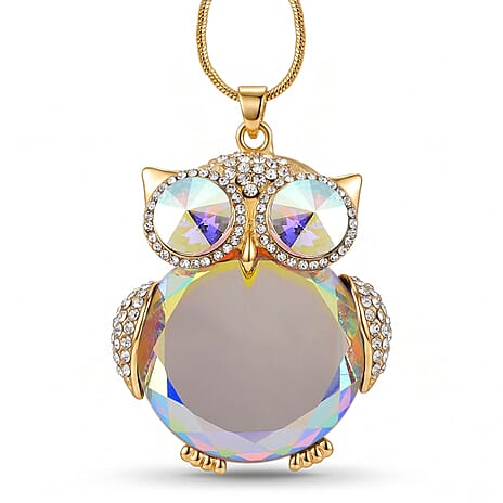 Simulated Mystic & White Crystal Necklace (Size - 28-2 Ext) in Yellow Gold Tone