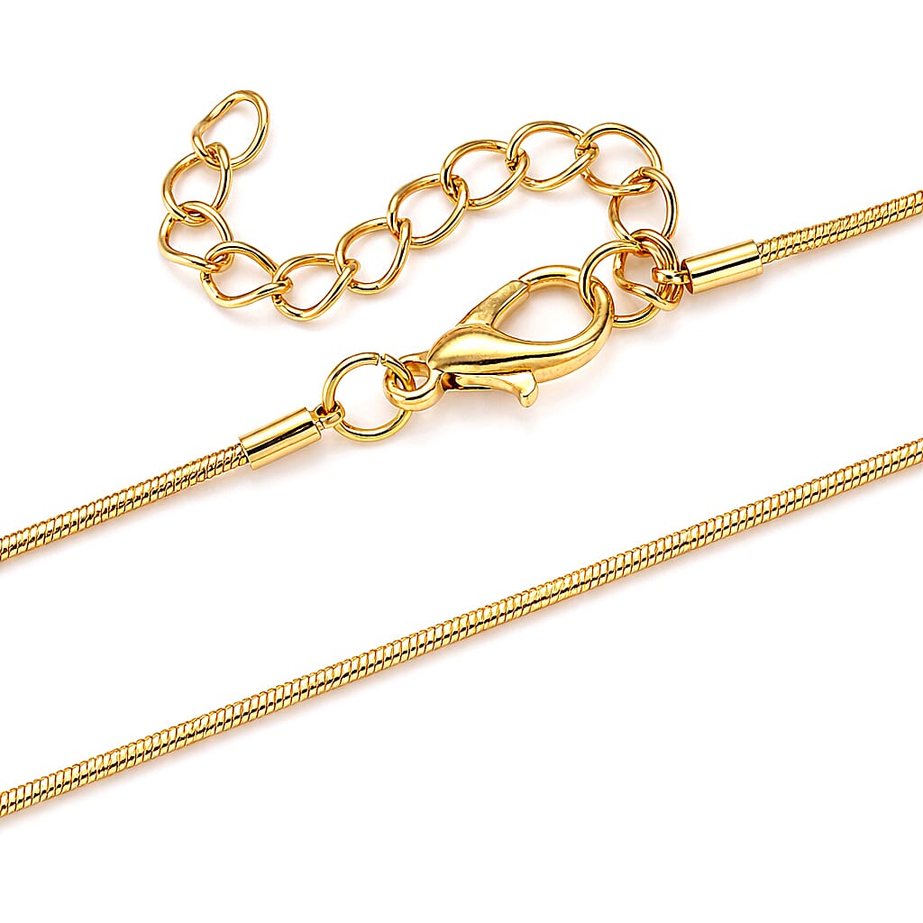 Simulated Mystic & White Crystal Necklace (Size - 28-2 Ext) in Yellow Gold Tone