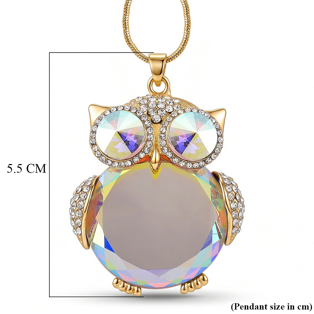 Simulated Mystic & White Crystal Necklace (Size - 28-2 Ext) in Yellow Gold Tone